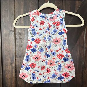 Old Navy White Floral Sleeveless Dress with Red, Pink, and Blue Flowers